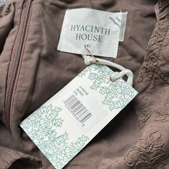 Hyacinth House Becca V Neckline Bell Sleeved Mini Dress Brown Textured XXL NEW - Picture 12 of 13